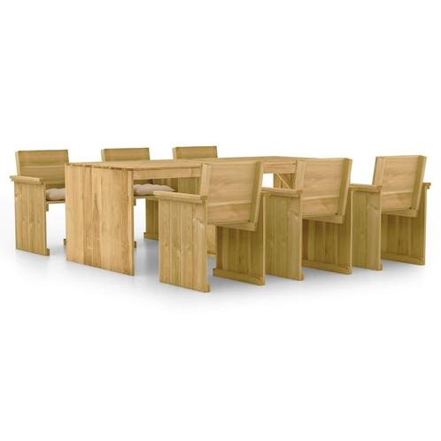 vidaXL 7-delige Tuinset met kussens geïmpregneerd grenenhout, Tuin en Terras, Tuinsets en Loungesets, Tuinset, Nieuw, 6 zitplaatsen