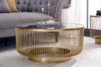 Ronde salontafel VARIATION 80cm goud metalen frame zwart, Huis en Inrichting, Tafels | Salontafels, Ophalen of Verzenden, Nieuw