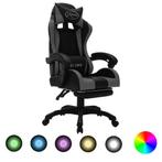 vidaXL Racestoel met RGB LED-verlichting kunstleer grijs en, Verzenden, Nieuw