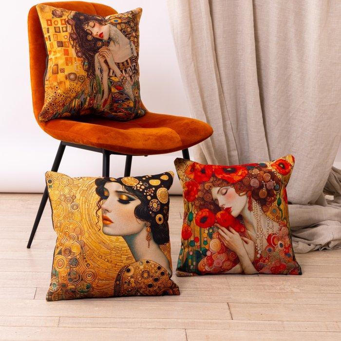 3 Federe Artistiche 45×45 cm - Tribute aan Klimt – Made in, Antiek en Kunst, Kunst | Designobjecten