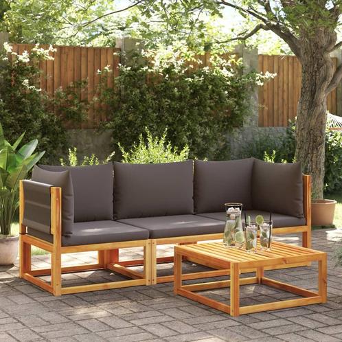 vidaXL 3-delige Loungeset met kussens massief acaciahout, Tuin en Terras, Tuinsets en Loungesets, Loungeset, Nieuw, Hardhout, Verzenden