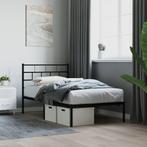 vidaXL Bedframe met hoofdbord metaal zwart 90x190 cm, Huis en Inrichting, 90 cm, Eenpersoons, Verzenden, Zwart