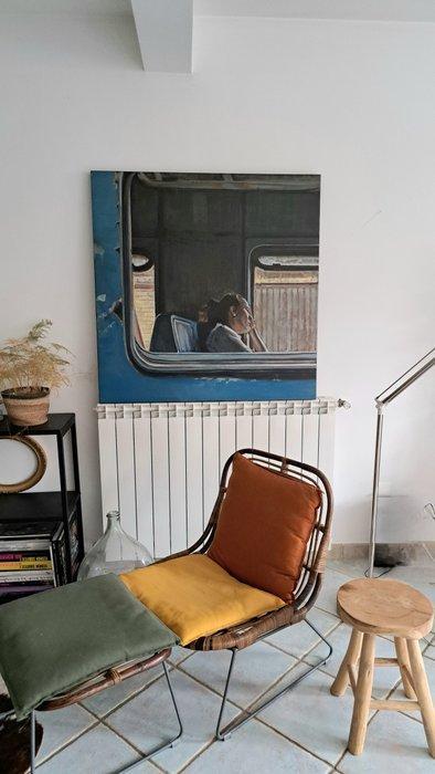 PIERRE RIOLLET - Woman In A Train, Antiek en Kunst, Kunst | Schilderijen | Modern