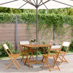 vidaXL 5-delige Tuinset massief hout en stof crèmewit, Tuin en Terras, Tuinsets en Loungesets, Verzenden, Nieuw, Hardhout, Tuinset