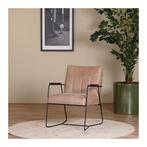 Taupe leren industriële fauteuil Right - Vintage Leer Taupe, Nieuw, Ophalen of Verzenden, 50 tot 75 cm, Industrieel, Modern, Retro