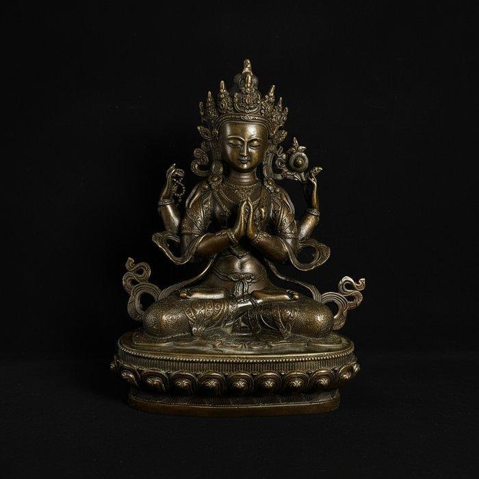 Chenrezig (Avalokiteshvara) 29 cm - Brons - Nepal - Eind 20e, Antiek en Kunst, Antiek | Overige Antiek
