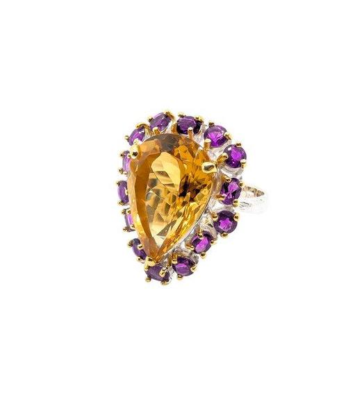 Zonder Minimumprijs - Ring Verguld, Zilver Citrien -, Sieraden, Tassen en Uiterlijk, Ringen