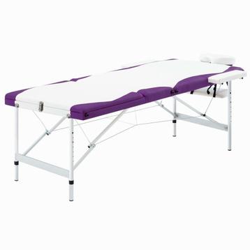 Witte/Paarse Massagetafel Inklapbaar | 50% Korting! beschikbaar voor biedingen