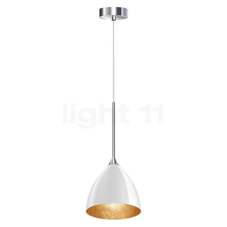 Bruck Silva Hanglamp, chroom glimmend/glas wit/goud - ø¸16, Huis en Inrichting, Lampen | Hanglampen, Nieuw, Verzenden