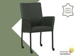 Leren eetkamerstoel Comfort met wieltjes en armleuning -, Huis en Inrichting, Stoelen, Nieuw, Leer, Ophalen of Verzenden, Eén
