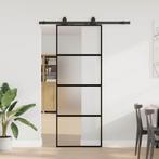 vidaXL Schuifdeur met beslagset 76x205 cm gehard glas zwart, Doe-het-zelf en Verbouw, Deuren en Horren, Verzenden, Nieuw
