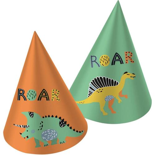 Dino Roars Feesthoedjes (6st), Kleding | Dames, Carnavalskleding en Feestkleding, Nieuw, Ophalen of Verzenden