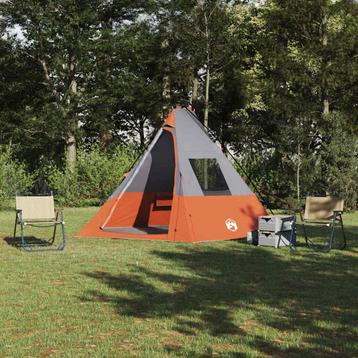 vidaXL Tent Grijs en Oranje en Zwart 383 x 338 x 217 cm beschikbaar voor biedingen
