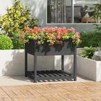 vidaXL Plantenbak met schap 82,5x82,5x81 cm massief, Verzenden, Nieuw, Hout, 60 cm of meer