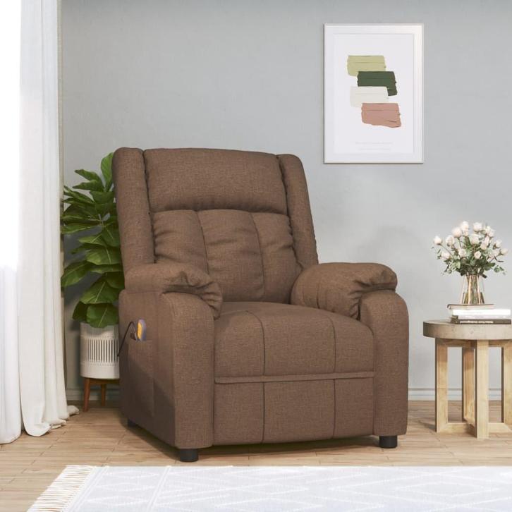 Comfortabele Massagestoel stof bruin | Tweedekansje, Huis en Inrichting, Banken | Bankstellen, Minder dan 150 cm, 75 tot 100 cm