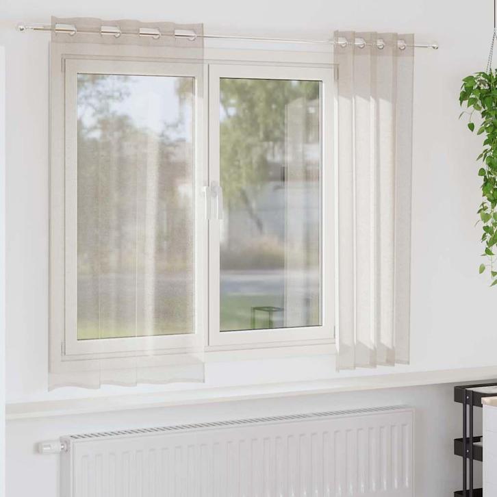 vidaXL Voile Gordijn met gordijnen 2 pcs Zand 140x175cm, Huis en Inrichting, Stoffering | Gordijnen en Lamellen, Beige, Nieuw