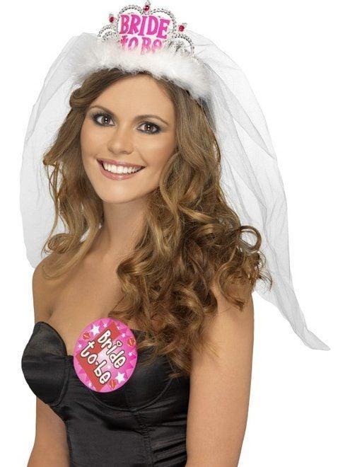 Gesluierde Bride to Be tiara, Kleding | Dames, Carnavalskleding en Feestkleding, Nieuw, Ophalen of Verzenden
