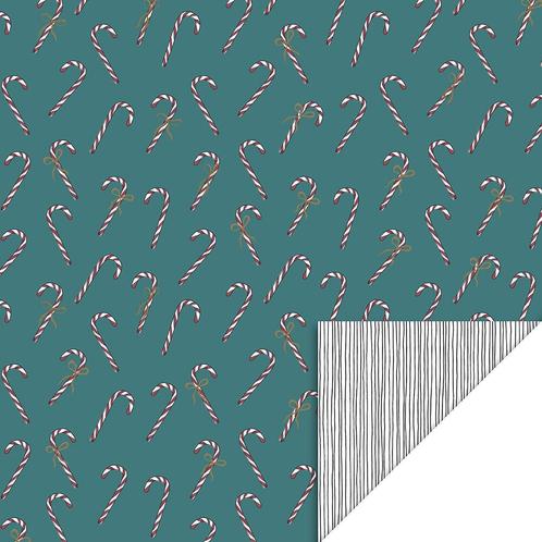 cadeaupapier - X-mas Candy Blue - Stripes - 70x300 cm, Hobby en Vrije tijd, Knutselen, Ophalen of Verzenden