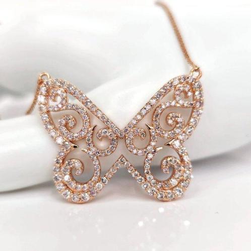 Ketting met hanger - 14 karaat Roségoud - 2.05ct. tw., Sieraden, Tassen en Uiterlijk, Antieke sieraden