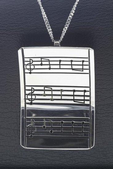 Zilveren Muzieknoten XL ketting hanger, Sieraden, Tassen en Uiterlijk, Kettinghangers, Verzenden