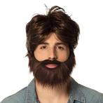 Pruik Kort Haar en Baard Bruin, Verzenden, Nieuw