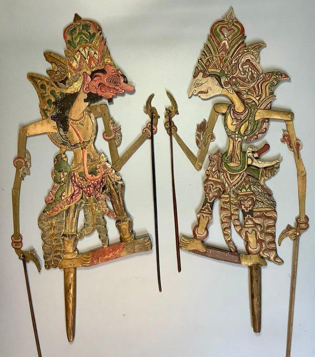 Wayang klitik 2x - Hout - Indonesië - Begin 20e eeuw, Antiek en Kunst, Kunst | Niet-Westerse kunst