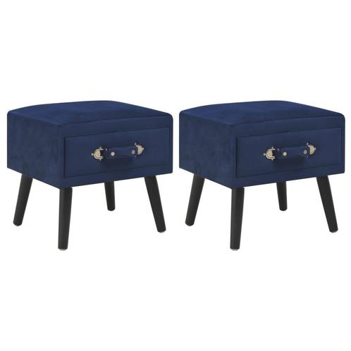 vidaXL Nachtkastjes 2 st 40x35x40 cm fluweel blauw, Huis en Inrichting, Slaapkamer | Nachtkastjes, Nieuw, Minder dan 45 cm, Overige materialen