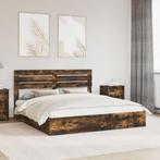vidaXL Opslag bed met lade Gerookt eiken 180 x 200 cm, Verzenden, Nieuw, Bruin, Hout