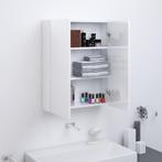 vidaXL Badkamerkast met spiegel 60x15x75 cm MDF glanzend wit, Verzenden, Nieuw