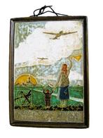 Tegel - Twee Cloisonné tegels uit de serie Oorlog en, Antiek en Kunst