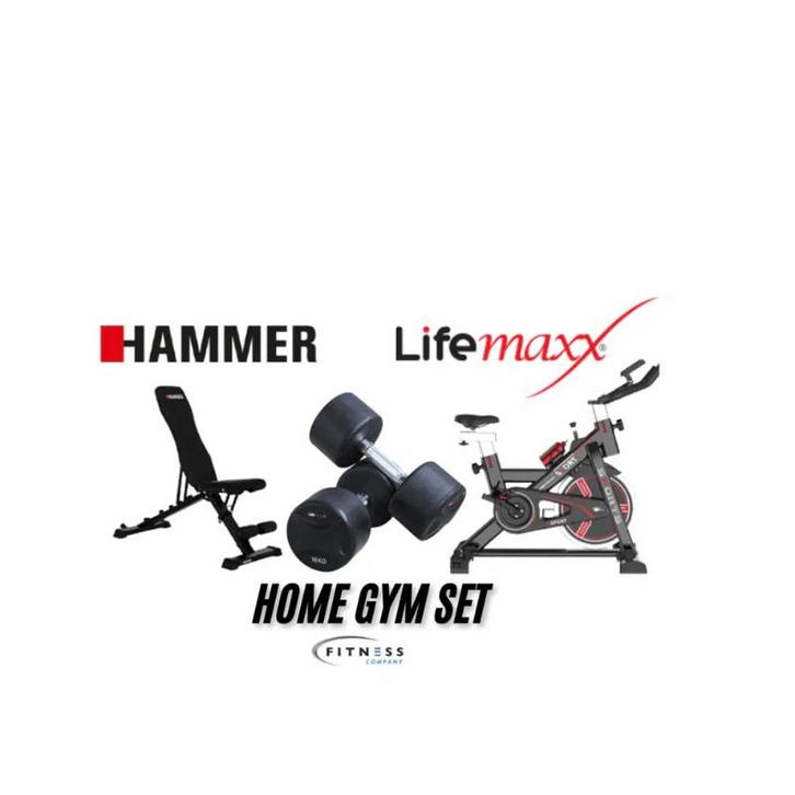 Home Gym Set - 3 Delig - Spinning Bike, Bankje En Dumbells, Sport en Fitness, Fitnessmaterialen, Nieuw, Ophalen of Verzenden