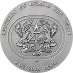 Ghana. 10 Cedis 2023 Silk Moth Nature Architects 2 oz
