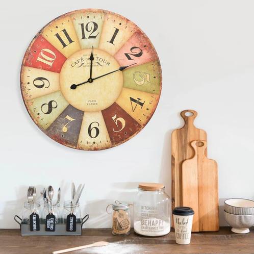 vidaXL Wandklok vintage stijl 60 cm meerkleurig, Huis en Inrichting, Woonaccessoires | Klokken, Nieuw, Verzenden