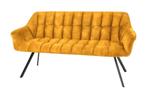 Eetkamerbank PAPILLON 165cm mosterdgeel fluweel met, Ophalen of Verzenden, Nieuw