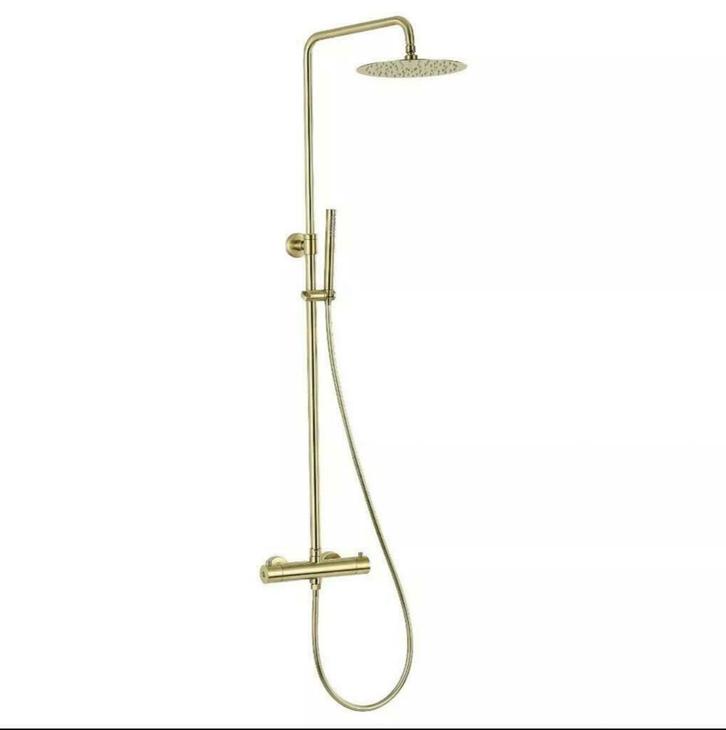 AKTIE: Opbouw Regendouche set Mat Goud geborsteld RVS Zwart, Doe-het-zelf en Verbouw, Sanitair, Douche, Nieuw, Chroom, Glas, Koper