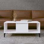vidaXL Salontafel 90x50x36,5 cm bewerkt hout hoogglans wit, 50 tot 100 cm, Verzenden, Nieuw, 50 tot 100 cm