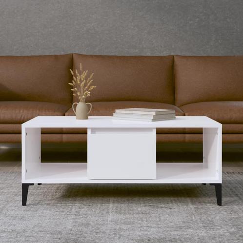 vidaXL Salontafel 90x50x36,5 cm bewerkt hout hoogglans wit, Huis en Inrichting, Tafels | Salontafels, 50 tot 100 cm, Nieuw, Overige houtsoorten