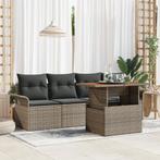 vidaXL 5-delige tuinbankset met kussen - Grijs Poly Rattan, Verzenden, Nieuw, Rotan