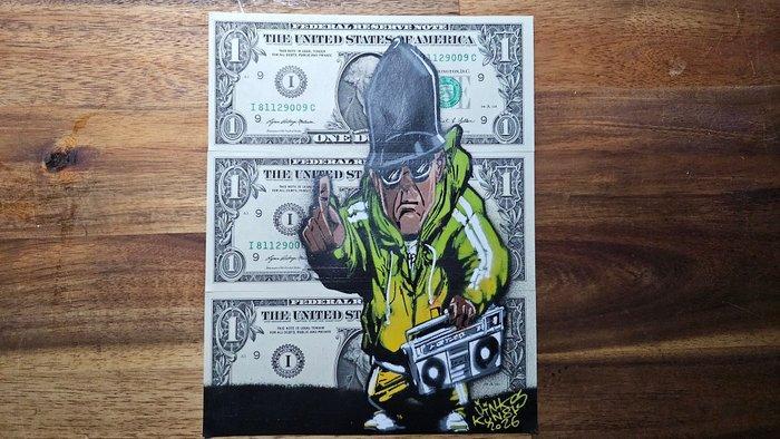 Jinks Kunst - BBOY DKA - 3 Real US $1 Banknotes - New, Antiek en Kunst, Kunst | Designobjecten