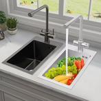 RVS Spoelbak 50x28 cm met Kraan en Afvoer, Huis en Inrichting, Badkamer | Badkamermeubels, Verzenden, Nieuw