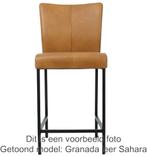 Zwarte leren moderne barkruk - poot vierkant zwart - Granada, Overige kleuren, Nieuw, Leer, Ophalen of Verzenden