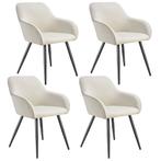 Eetkamerstoel Marilyn, koordlook, gestoffeerd - crème/zwart,, Huis en Inrichting, Stoelen, Verzenden, Nieuw