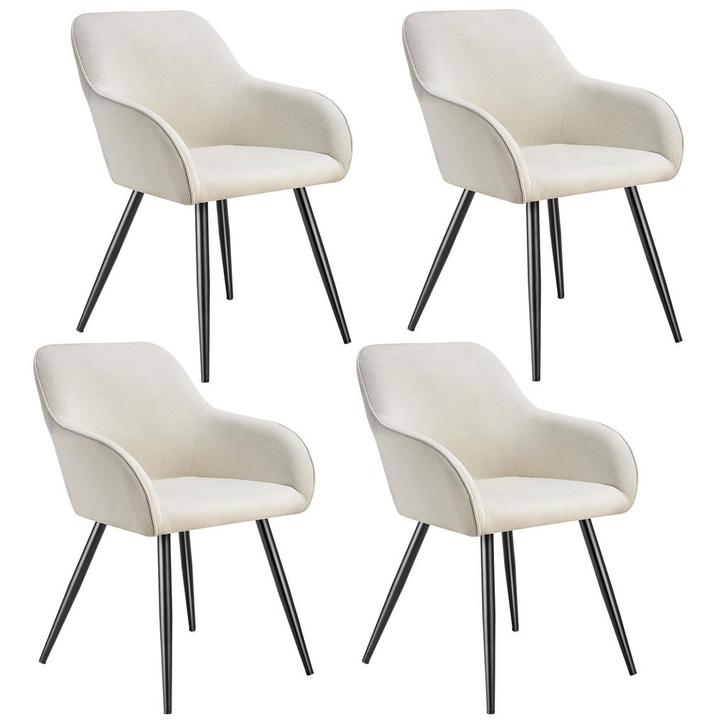 Eetkamerstoel Marilyn, koordlook, gestoffeerd - crème/zwart,, Huis en Inrichting, Stoelen, Verzenden