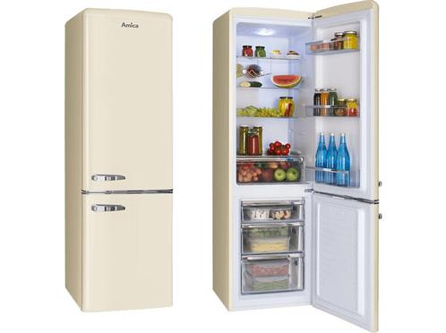 OUTLET AMICA KGCR387100B Retro Edition koelkast met vriezer, Witgoed en Apparatuur, Koelkasten en IJskasten, 160 cm of meer, 200 liter of meer