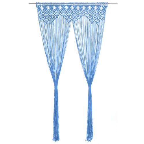 vidaXL Gordijn macramé 140x240 cm katoen blauw, Huis en Inrichting, Stoffering | Gordijnen en Lamellen, Blauw, Nieuw, Verzenden