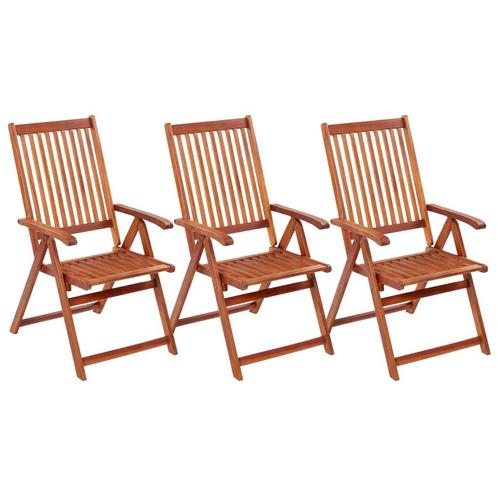 vidaXL Tuinstoelen inklapbaar 3 st massief acaciahout, Tuin en Terras, Tuinstoelen, Nieuw, Hout, Verzenden