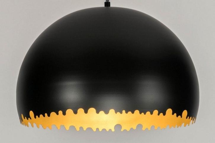 Rietveld Hanglampen - Zwart, Goud - Metaal, Huis en Inrichting, Lampen | Hanglampen, Verzenden