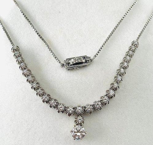 Halsketting - 18 karaat Witgoud Diamant (Natuurlijk), Sieraden, Tassen en Uiterlijk, Kettingen