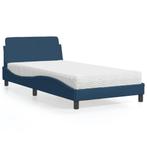 vidaXL Bed met matras Dover stof blauw 100x200 cm, 100 cm, Eenpersoons, Nieuw, 200 cm