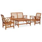 vidaXL 4-delige Loungeset massief acaciahout, Verzenden, Nieuw, Hout, Loungeset
